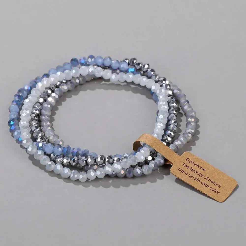 Pieces Set Faceted Glass Beads Stretch Bracelet Impacted Glass Beads Multicolor Elastic Beads Handmade E Bracelet Jewelry ASL70055A