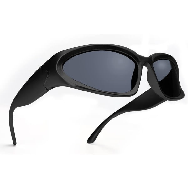 Wrap Around Fashion Glasses for Men Women Trendy Fast Oval Dark Futuristic Sunglasses Goggles Eyebrow