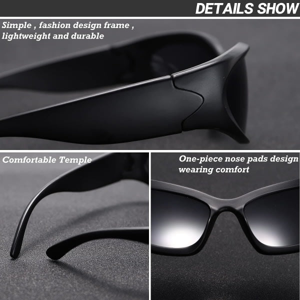 Wrap Around Fashion Glasses for Men Women Trendy Fast Oval Dark Futuristic Sunglasses Goggles Eyebrow