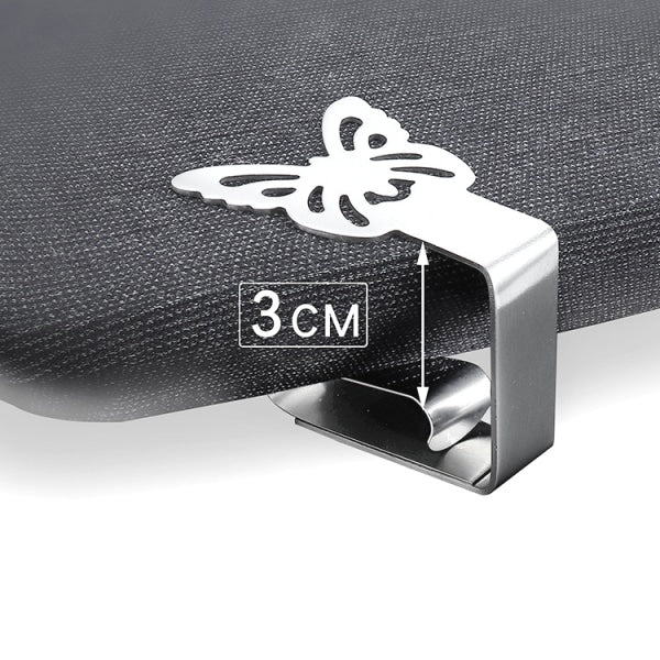INF Butterfly-Shaped Cloth Clips / Cloth Holders, 4-pack Silver