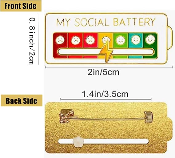pcs MY SOCIAL BATTERY, Funny Social Mood Brooch Pin for 7 Days, Pin Funny Social Battery Brooch Badge Mood Pin Badge Cute