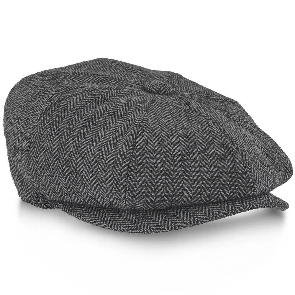 2023 Retro Newsboy Caps Men Octagonal Hats Peaky Blinders Newsbo Black