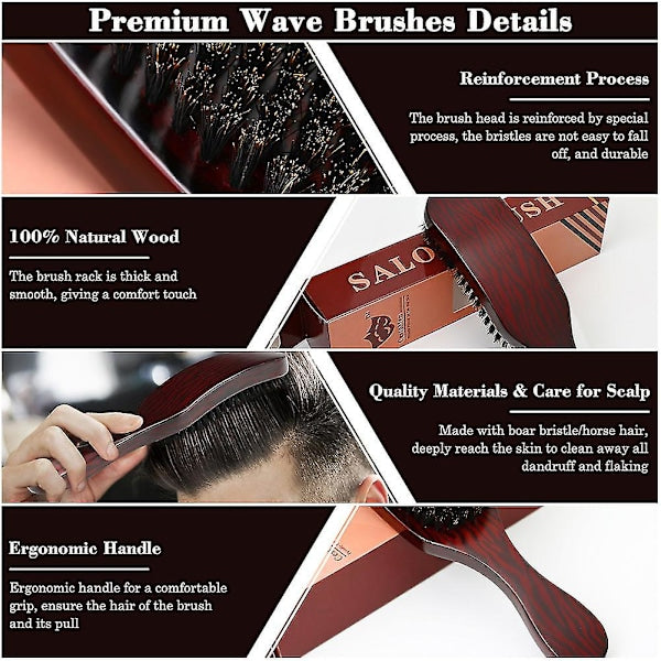 Hairbrush, 100% Boar Bristle, Soft Natural Boar Bristle for Women, Men and Kids, Daily Use, 360 Wave Brush for All Purposes