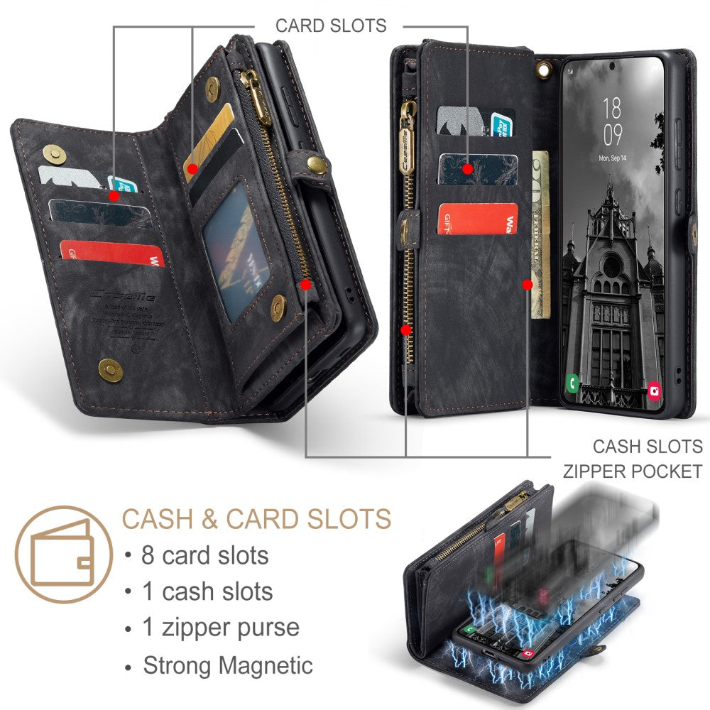 CaseMe Multi-Slot 2 in 1 Wallet Case Galaxy S25 Black
