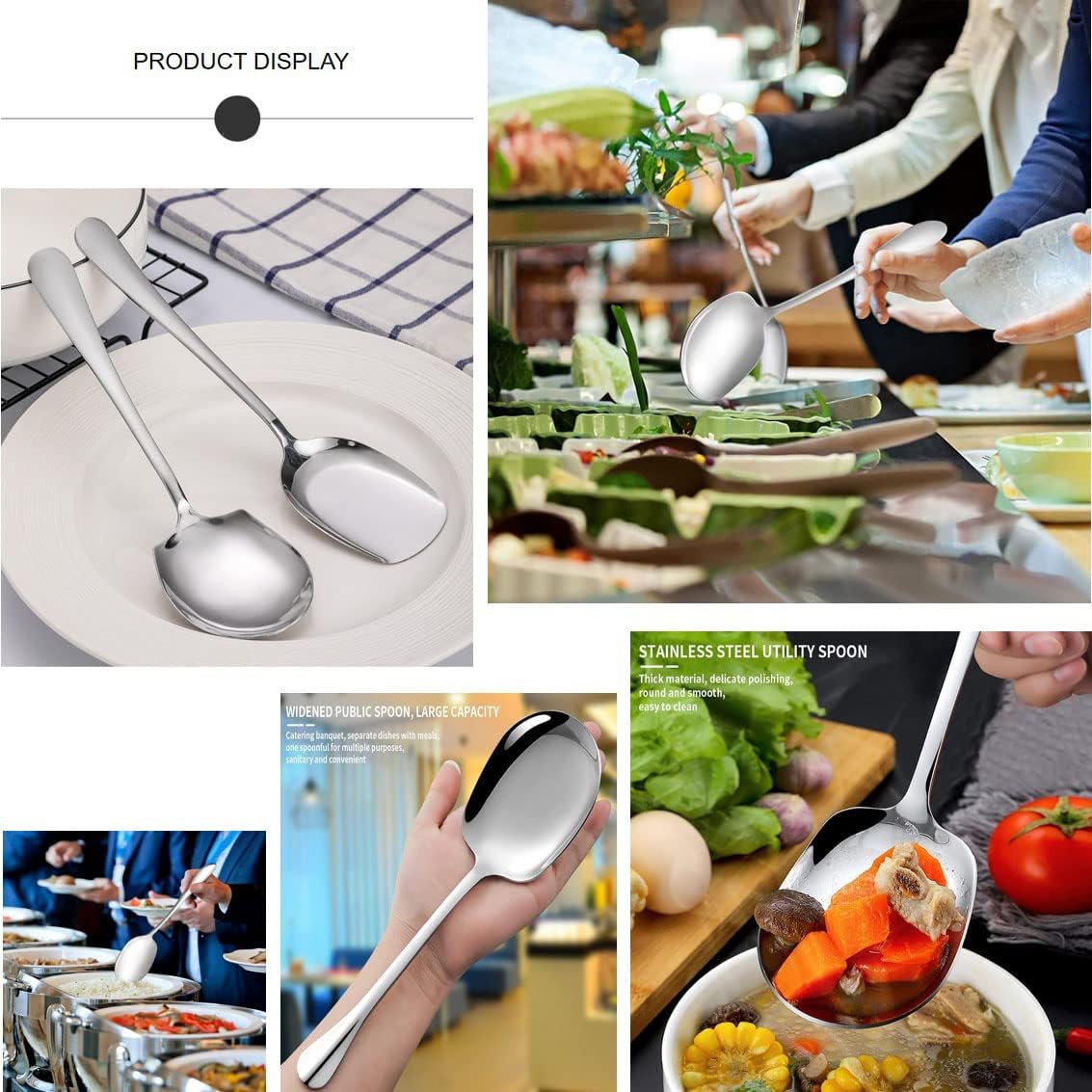 Large Stainless Steel Spoons, Serving Spoons for Hotel Meals