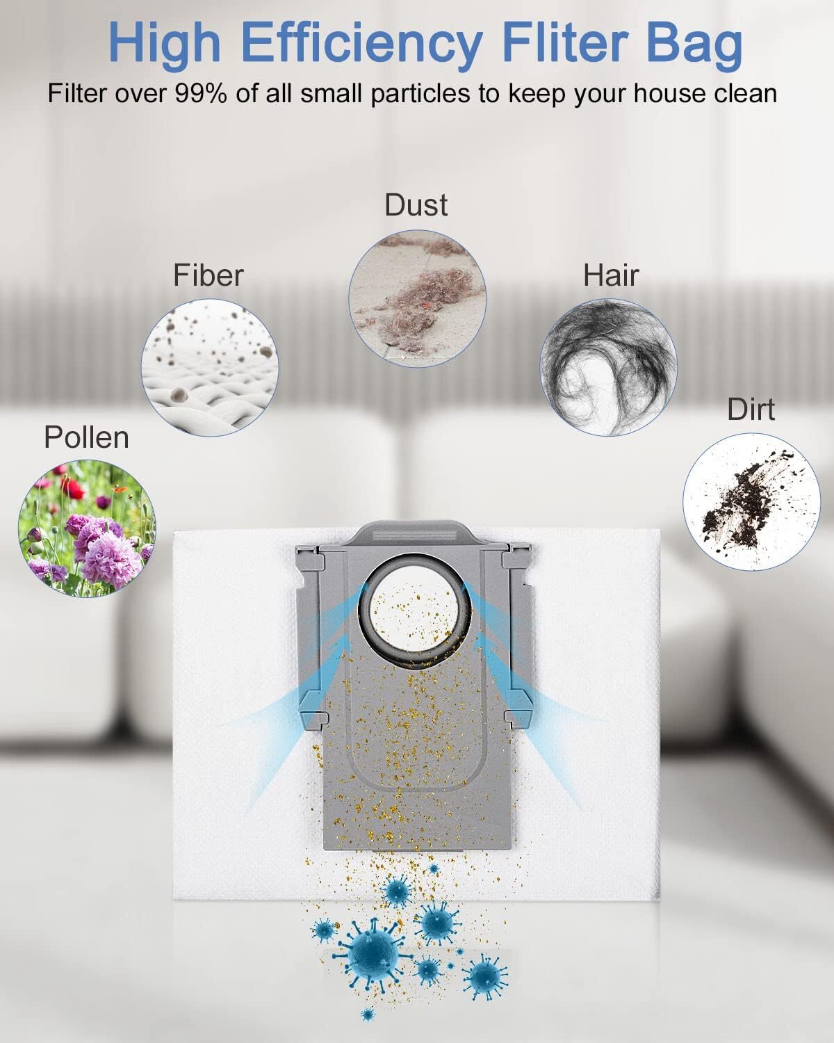 10 pcs vacuum cleaner bags accessories for Xiaomi Roborock S8+/S8 Pro Ultra S7 MaxV Ultra/S7 Pro Ultra/Q7 robot vacuum cleaner