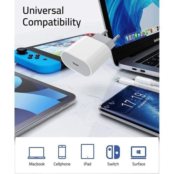 25W White Type-C Charger with Cable, Compatible with Samsung Galaxy A25 A15 A05 A05s A35 A55