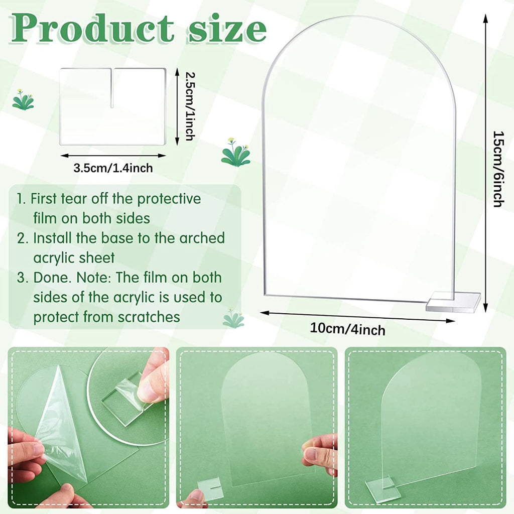 5-pack Transparent Acrylic Sign Acrylic Wedding Table Number with Stand Blank Arched Guest Name Table Number Holder