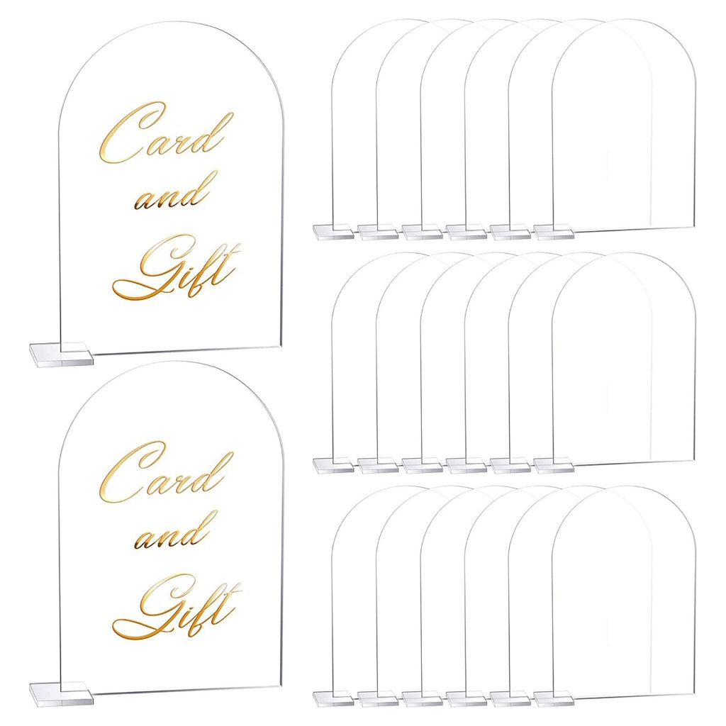 5-pack Transparent Acrylic Sign Acrylic Wedding Table Number with Stand Blank Arched Guest Name Table Number Holder