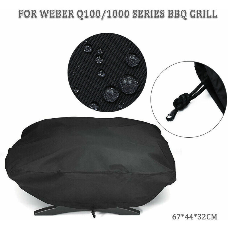210D Grill Cover for Weber Q1200 and 1000 Gas Grills, Fits Q1200, Q1400, Q1000, Q100, Q120, Baby Q Models, Anti-UV..DEBUNS