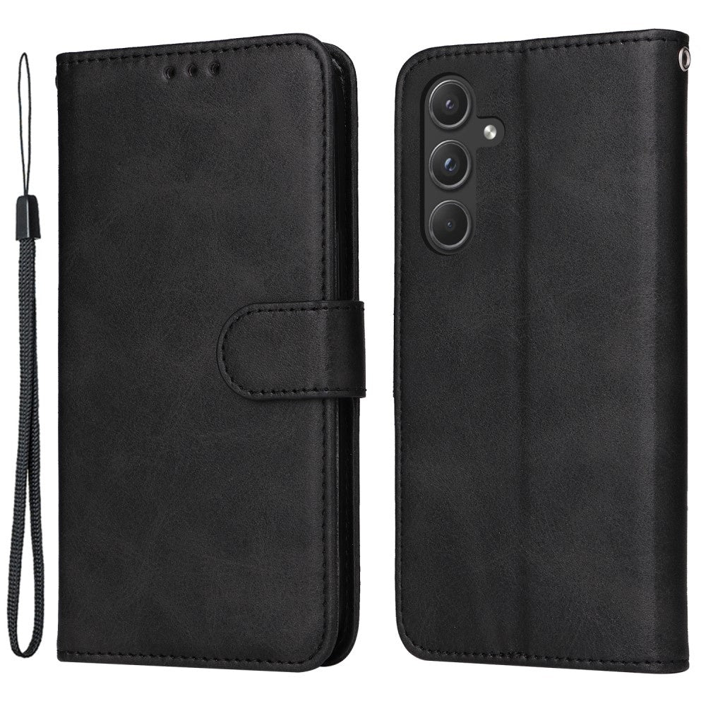 SKALO Samsung A55 5G PU Leather Wallet Case - Multiple Colors Black