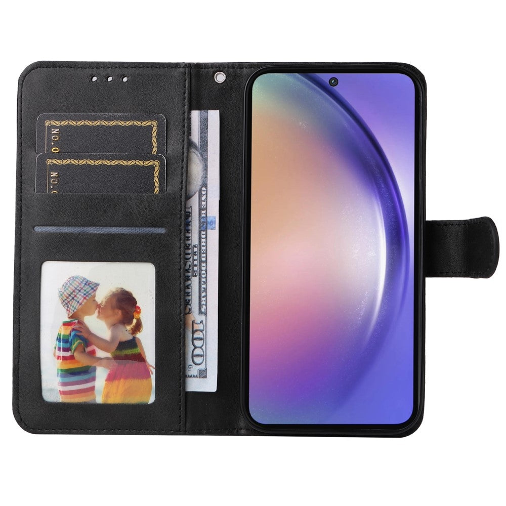 SKALO Samsung A55 5G PU Leather Wallet Case - Multiple Colors Black