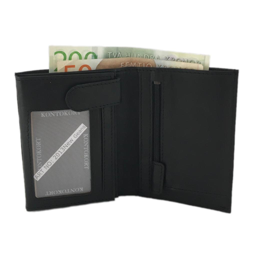 Spacious men's leather wallet with 12 card slots - Black