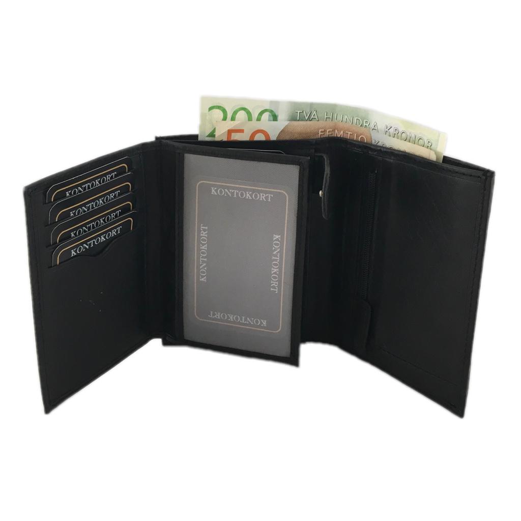 Spacious men's leather wallet with 12 card slots - Black