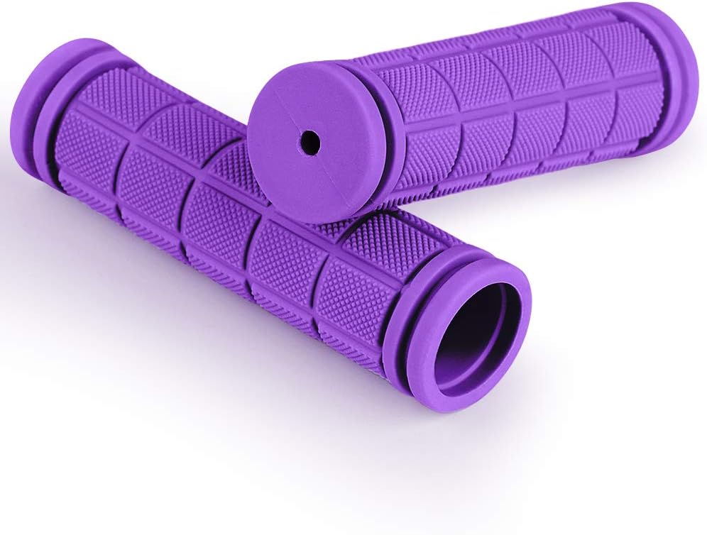 pair of ergonomic bicycle handles in non-slip soft rubber, Purple