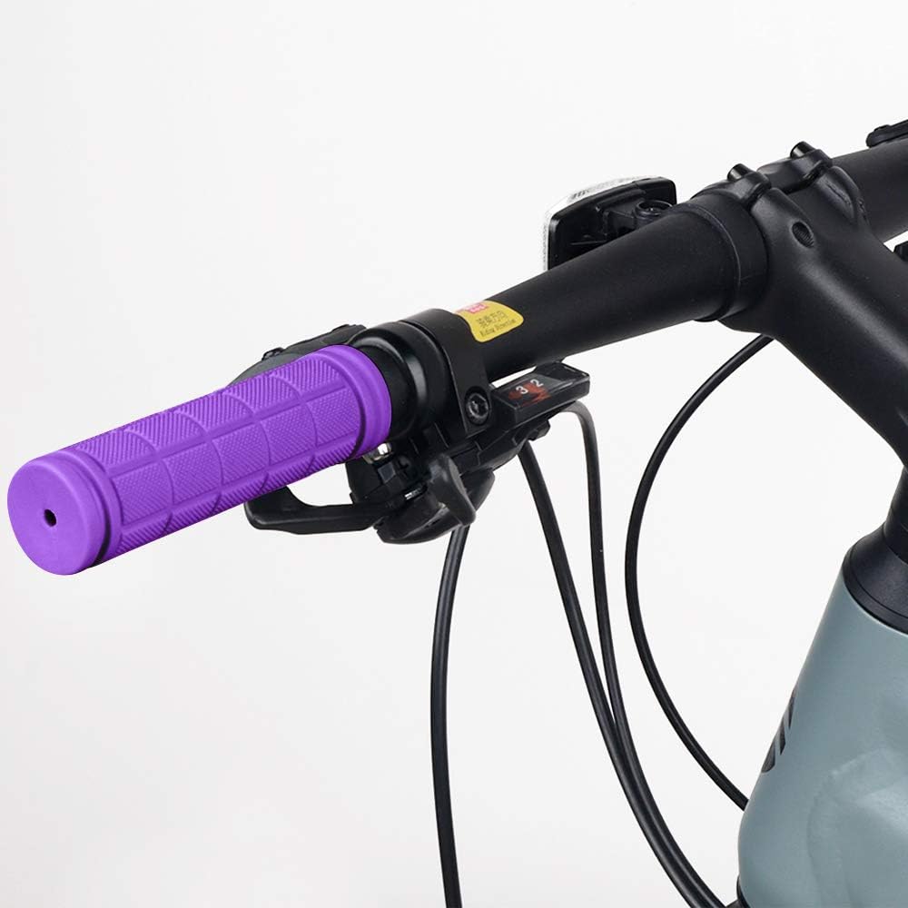 pair of ergonomic bicycle handles in non-slip soft rubber, Purple
