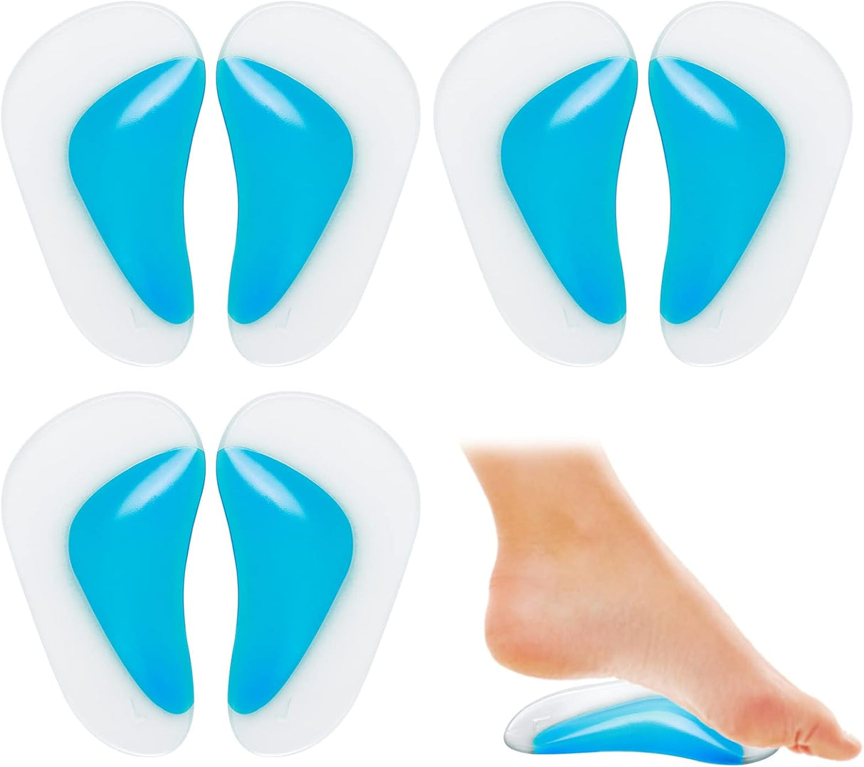 Pairs Orthopedic Gel Insoles for Arch Support, Orthopedic Silicone Arch Support, Plantar Fasciitis Gel Shoes