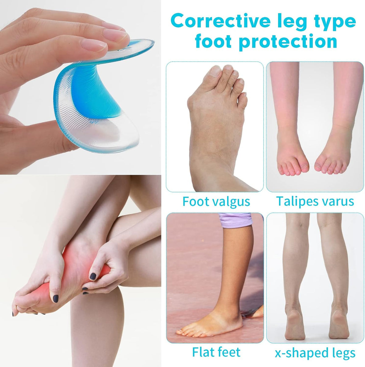 Pairs Orthopedic Gel Insoles for Arch Support, Orthopedic Silicone Arch Support, Plantar Fasciitis Gel Shoes