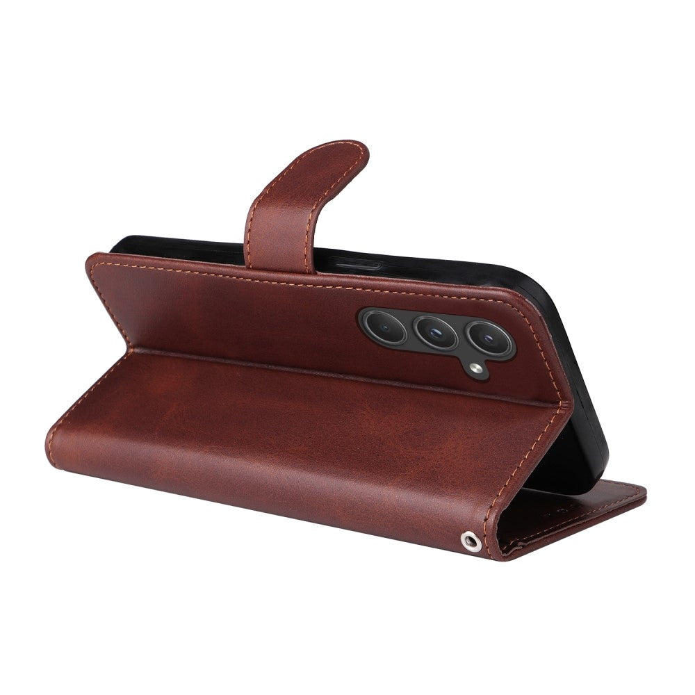 SKALO Samsung A55 5G PU Leather Wallet Case - Multiple Colors Brown Brown Brown