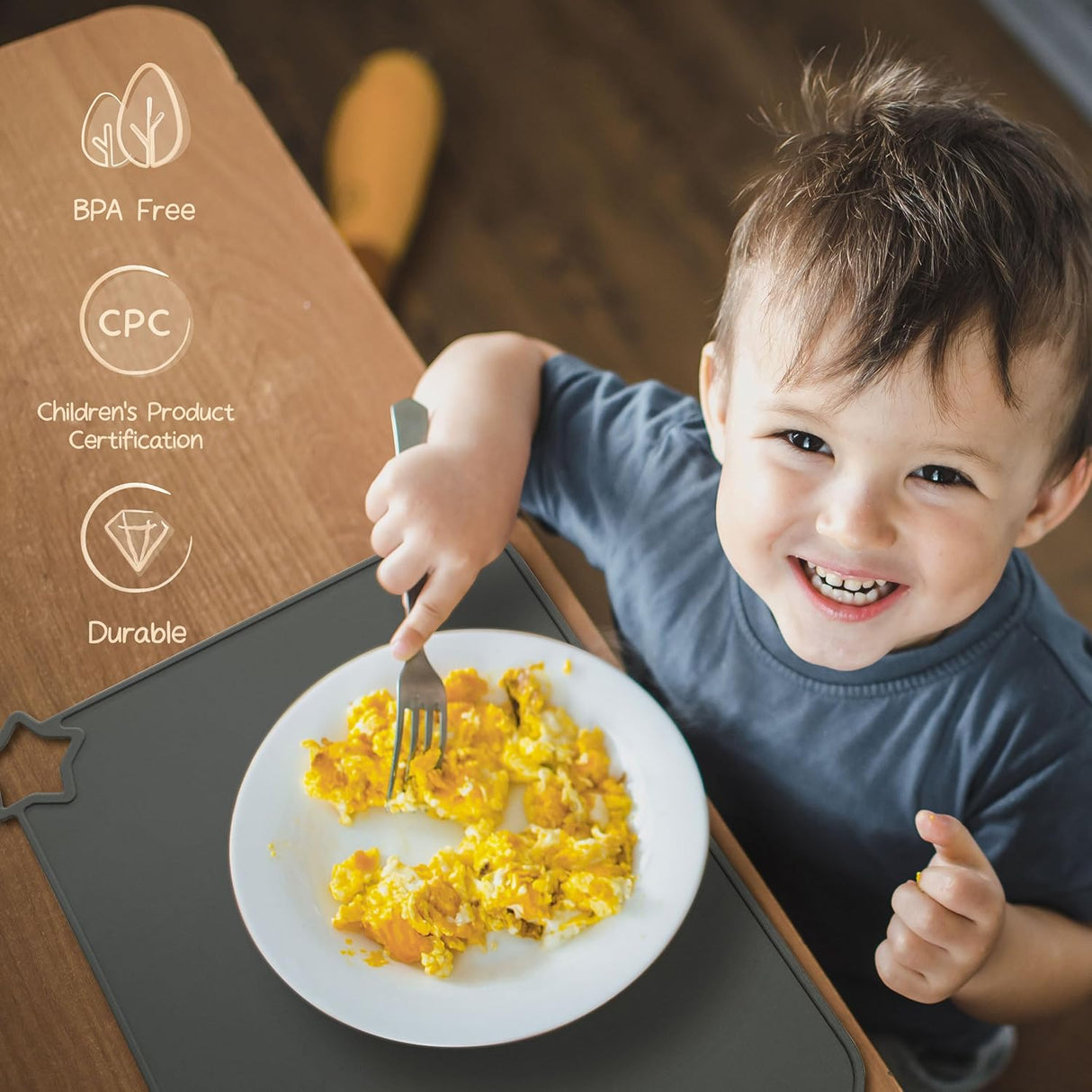 Moonkie Silicone Baby Placemat, 2-Pack | Non-Slip Design, BPA-Free | Washable Placemats for Kids (Light Mauve/Skin Tones) Light Mauve/Skin Tones