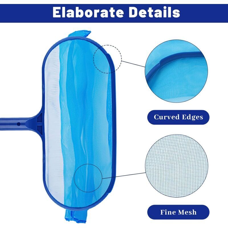 Pool Leaf Skimmer with Telescopic Handle, Fine Mesh Net, Pool Cleaning Tool