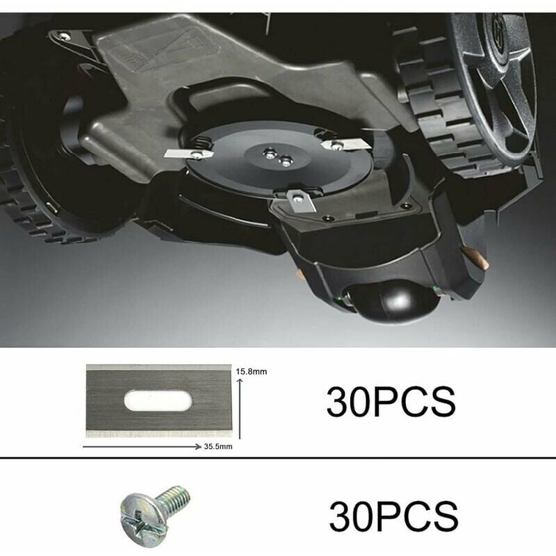 Pack of 30 lawn mower blades for Husqvarna with double ground stainless steel blades 36.518.50.65mm..DEBUNS