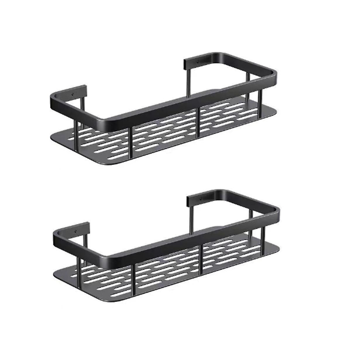 2pcs Bathroom Shelf No Drilling Wall Mount Corner Shelf Shower Storage Bracket Toilet Makeup Organization