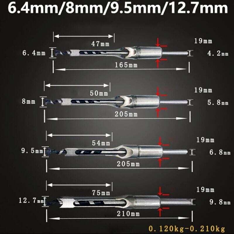 Wood Drill Bit Set for Square Holes, Compatible with Mortise and Tenon Joints, Deep Square Holes Cutting Tools for Woodworking