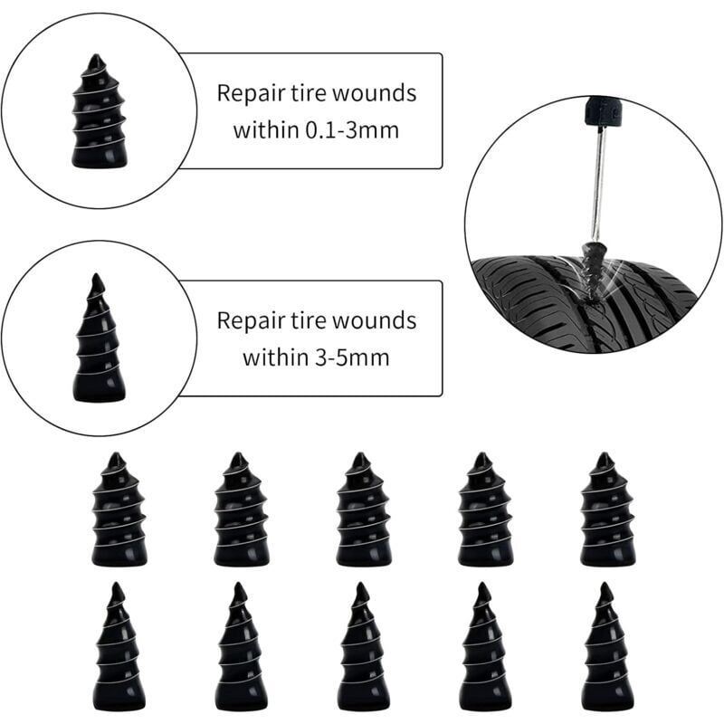 30pcs Rubber Tire Repair Spikes, Compatible with Cars, Motorcycles, Trucks (15S+15L) - Quick Fix Tire Puncture Repair Kit