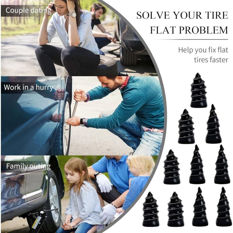 30pcs Rubber Tire Repair Spikes, Compatible with Cars, Motorcycles, Trucks (15S+15L) - Quick Fix Tire Puncture Repair Kit