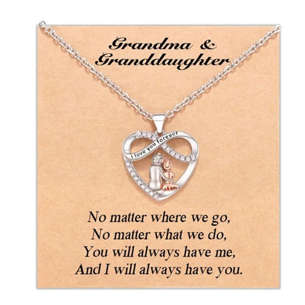 Grandma Grandchild Necklace with Card \"I Love You Forever\"