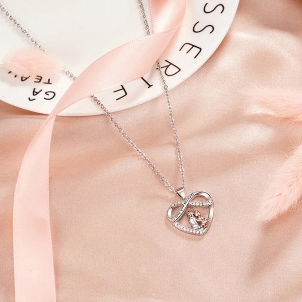 Grandma Grandchild Necklace with Card \"I Love You Forever\"