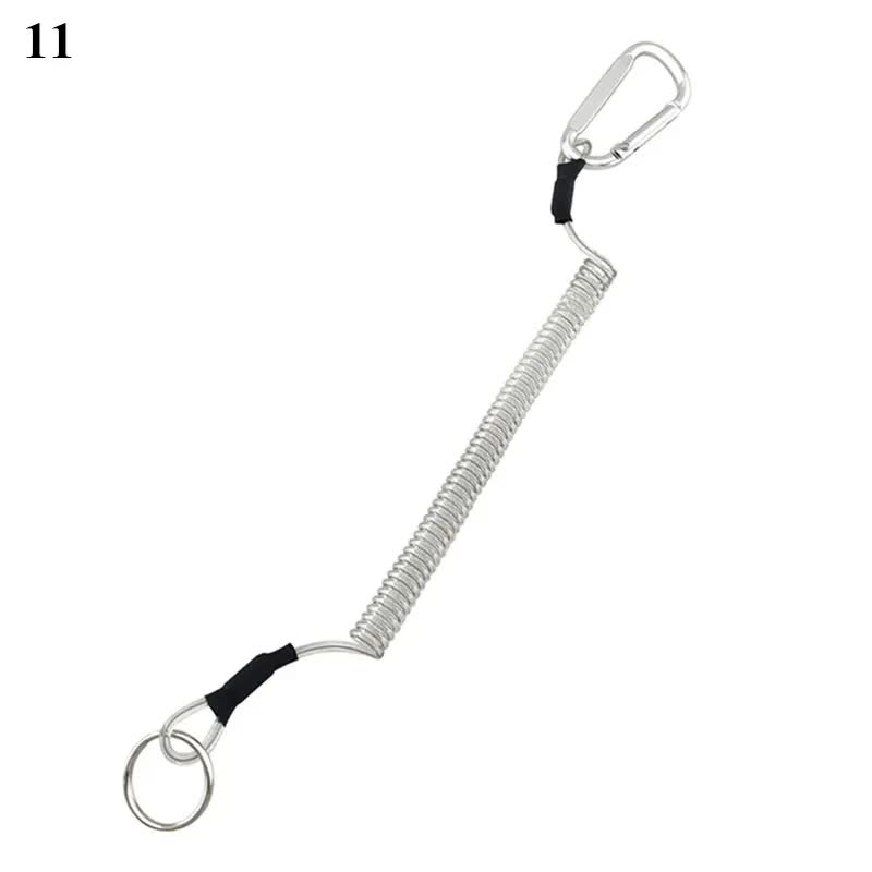 New Spiral Stretch Keychain Elastic Spring Rope Key Ring Metal Carabiner For Outdoor Anti-Lost Phone Spring Key Cord Lock Hook 5 1.2m