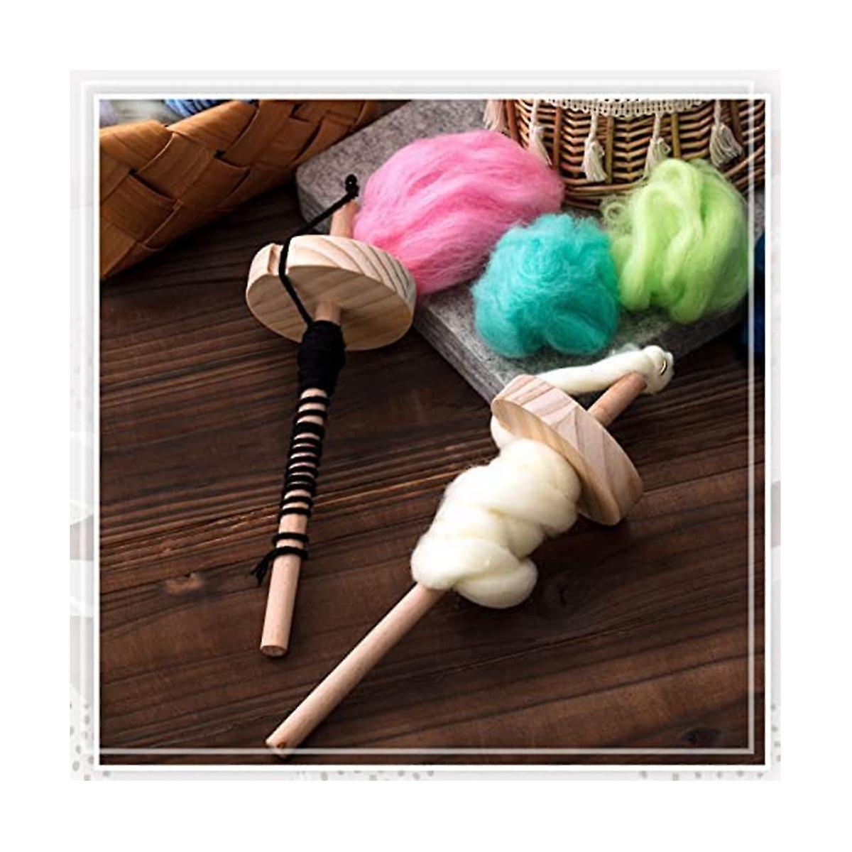 2pcs DIY Dragonfly Spindle Yarn Spinner Handmade Wooden Spinning Wheel For Yarn Making Yarn Spindle
