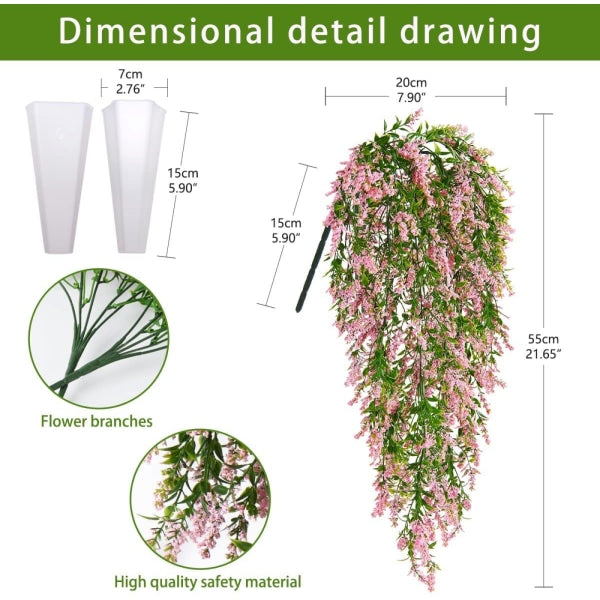 Artificial Plant 2 pcs UV Resistant Artificial Hanging Plants
