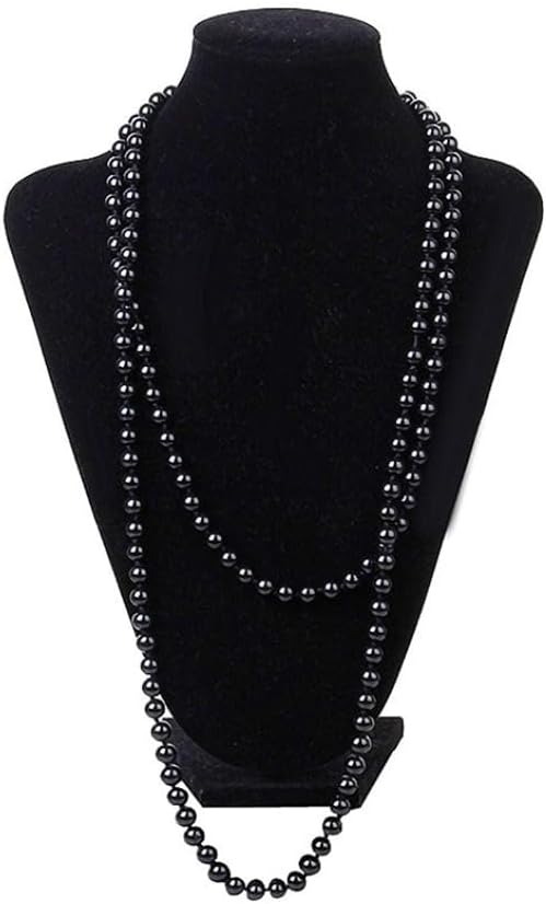 Black pearl necklace for women, pearl chain, black chain, extra long faux pearl necklace, multi-layer necklace for women, sweater necklace, faux pearl necklace 111