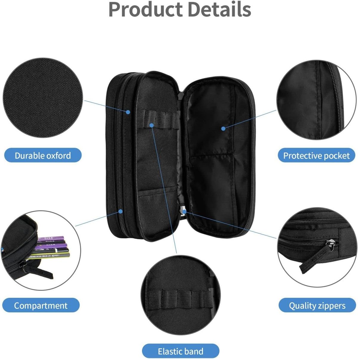 Blue sports pencil case with soccer motif, spacious and durable pencil case with zippers, soccer pencil case Soccer Blue Soccer Blue