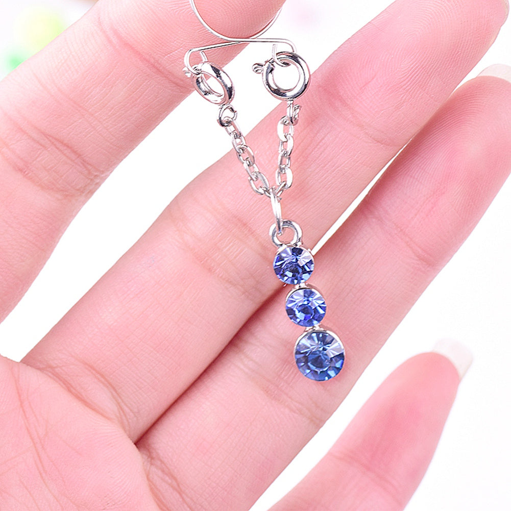 Fashion Water Drop Screw Non Pierced Nipple Ring Set Nipple Ring Body Jewelry (Blue)