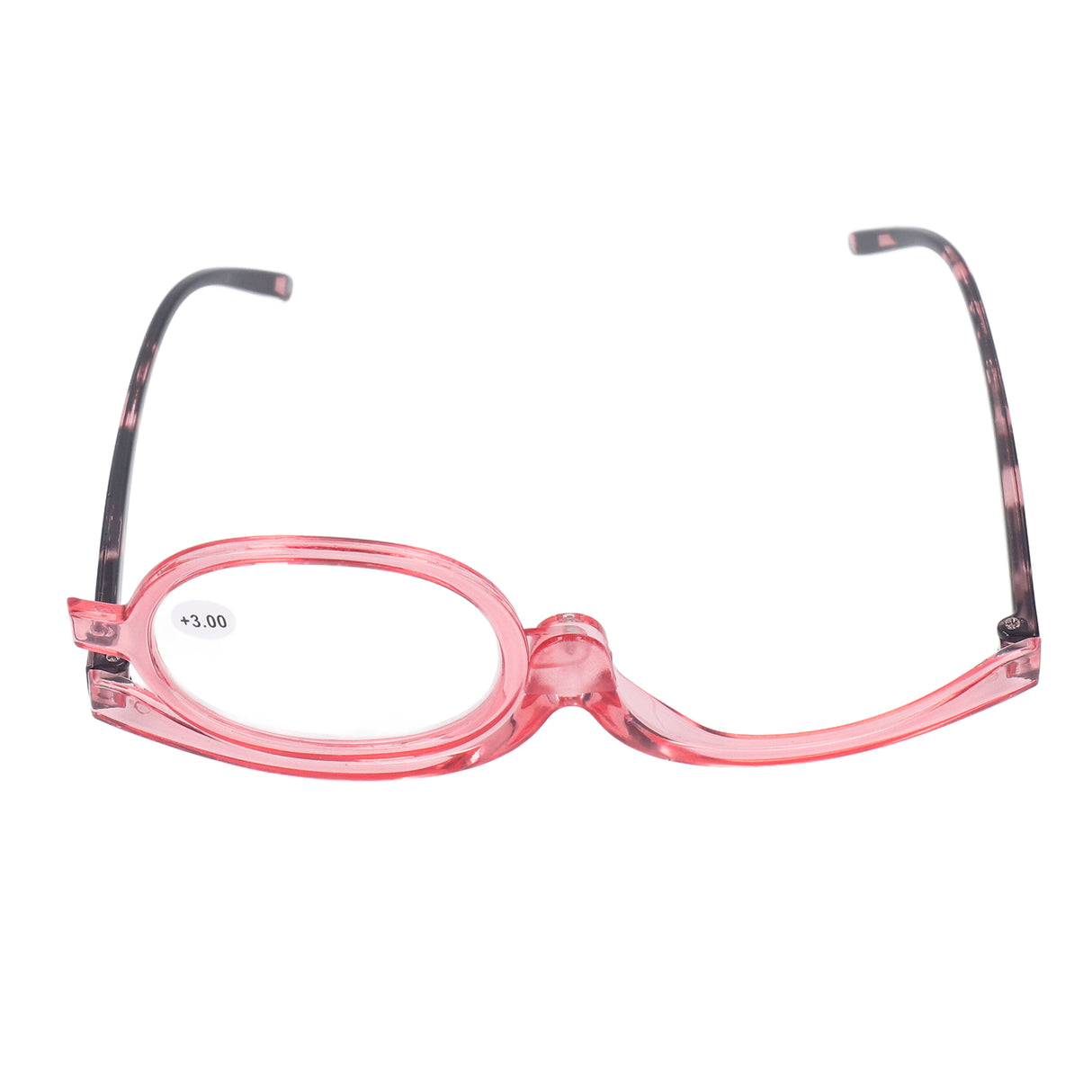 Makeup Glasses Lightweight Foldable Rotating Single Lens Women Magnifying Cosmetic Glasses, Pink, +3.00