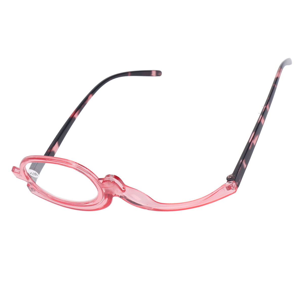 Makeup Glasses Lightweight Foldable Rotating Single Lens Women Magnifying Cosmetic Glasses, Pink, +3.00