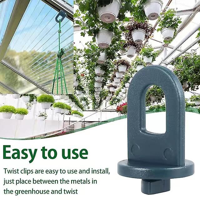 Greenhouse Clamps Set of 100 with extra strong grip and eyelets - The best trellis and plant holder for your greenhouse(Dark green)