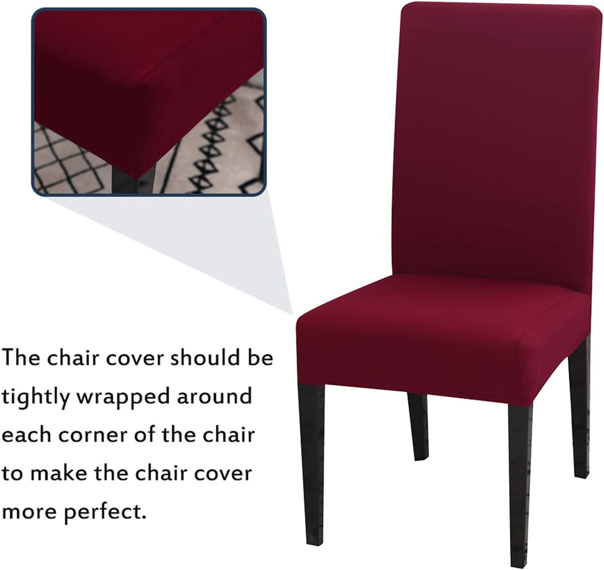 Chair Covers Set of 4 or 6, Stretch Removable Washable Chair Covers Decoration Slipcovers Seat Covers for Hotel Wine Red-tfrf wine Red 4pcs