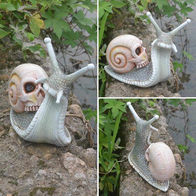 1-Pack Skeleton Snail Skull Sculpture Gothic Garden Home Decor, ZQKLA