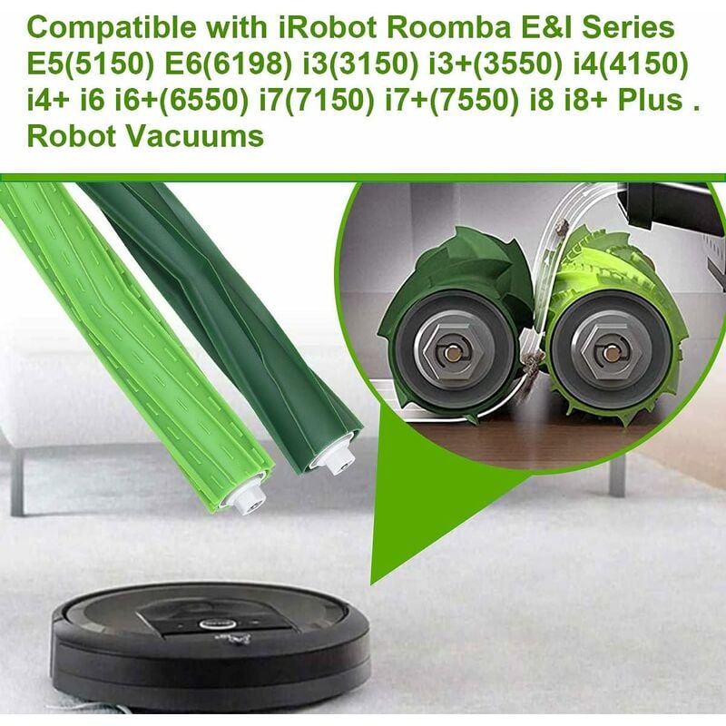 Package Multi-Surface Rubber Brushes Vacuum Cleaner Accessories for iRobot Roomba E5 E6 i7 i7 plus i8 i8+ i6 i6+ i4 i4 and Other Vacuum Cleaner Series