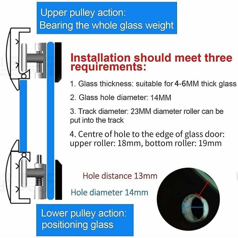Shower Door Roller, 4pcs Double Shower Door Rollers Sliding Door Wheel Replacement for Shower Enclosure for 14mm Glass Hole