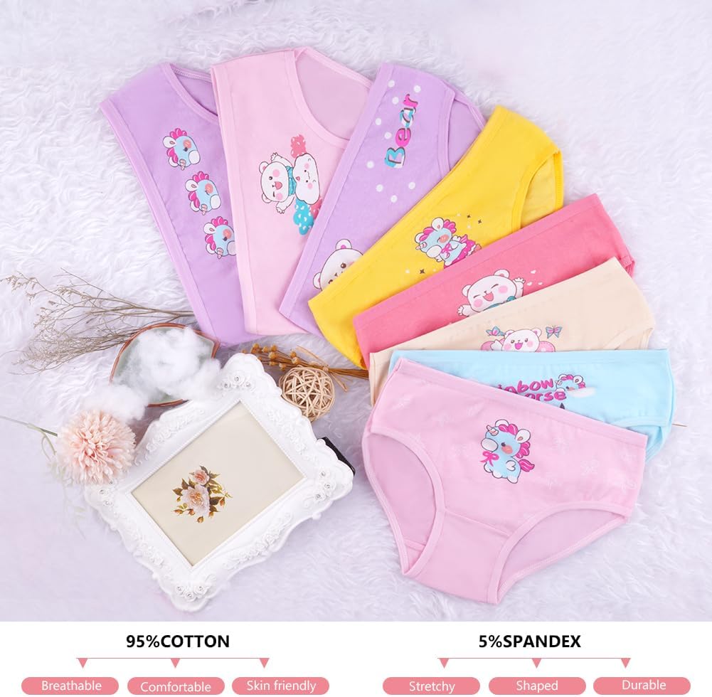 Children's cotton underwear, 8-pack Girls panties, breathable cotton underwear, panties for little girls, cotton underpants with different motifs (2-7 years) L