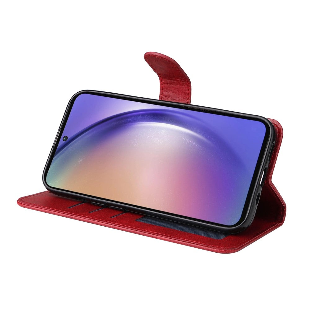 SKALO Samsung A55 5G PU Leather Wallet Case - Multiple Colors Red