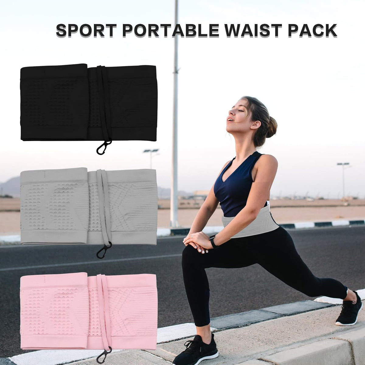 Breathable waist chain waist belt hidden wallet waist bag women's belly bag port running mobile phone holder keys money holder black S Black Black S