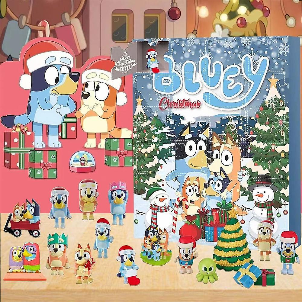 Advent Calendar Bluey 2023 24-Day Countdown Calendar Bluey Cartoon Characters Dolls Gifts