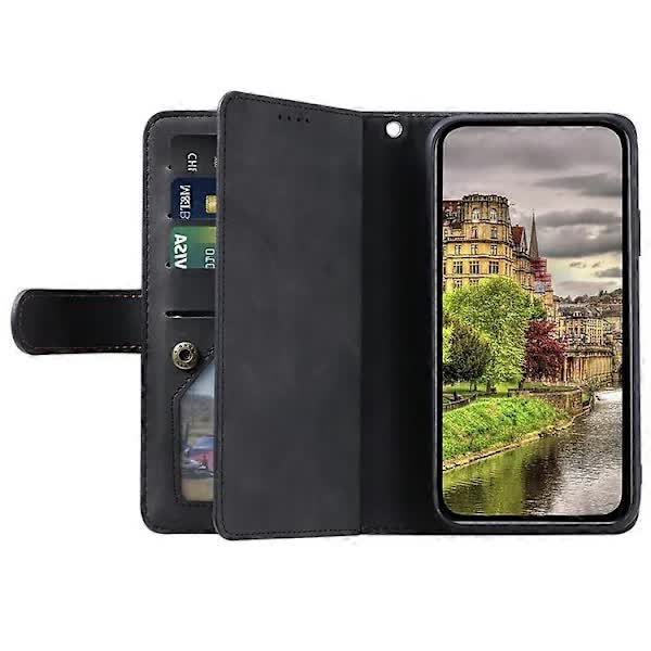 Compatible Case for Motorola Edge 50 Neo 5G / Moto S50 5G / Thinkphone 25 5G PU Leather Phone Case with Zipper Wallet 9 Card Slots Black